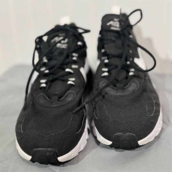Nike Air Max 270 React Black White Sneakers Women’s 6.5 Running Shoes Active - Picture 5 of 9